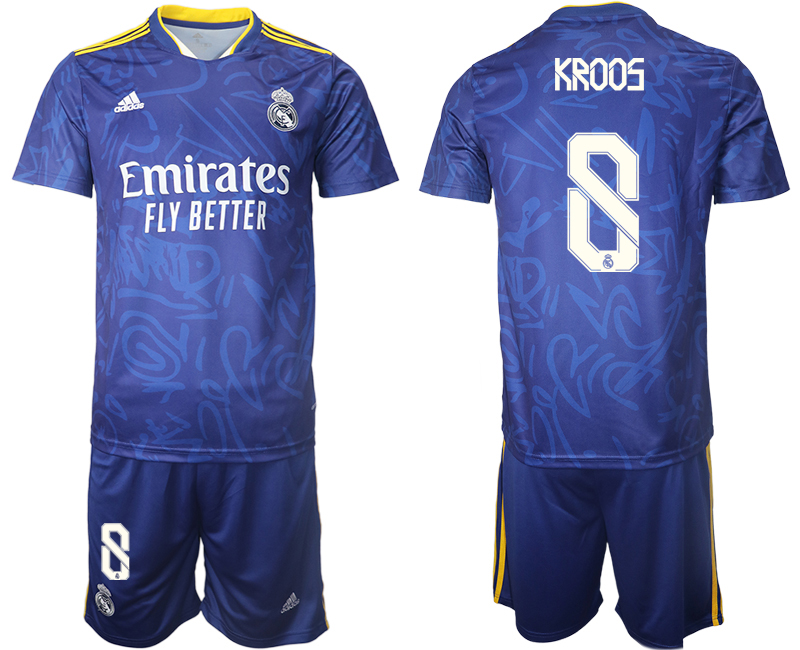 Men 2021-2022 Club Real Madrid away blue #8 Soccer Jersey